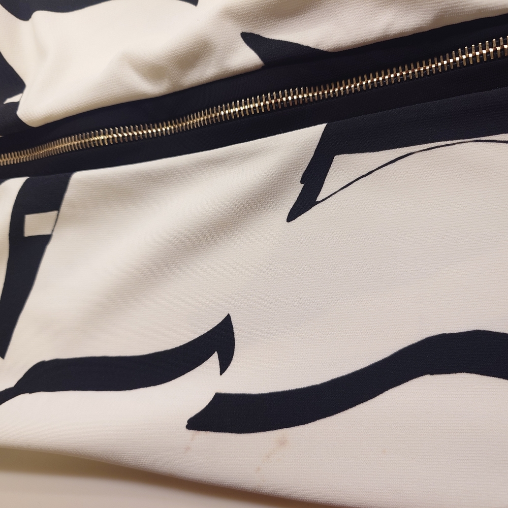 FLAW Zip-up ROBERTO CAVALLI Runway Leaves Print Black White Short Dress Mini 38 - Picture 14 of 16
